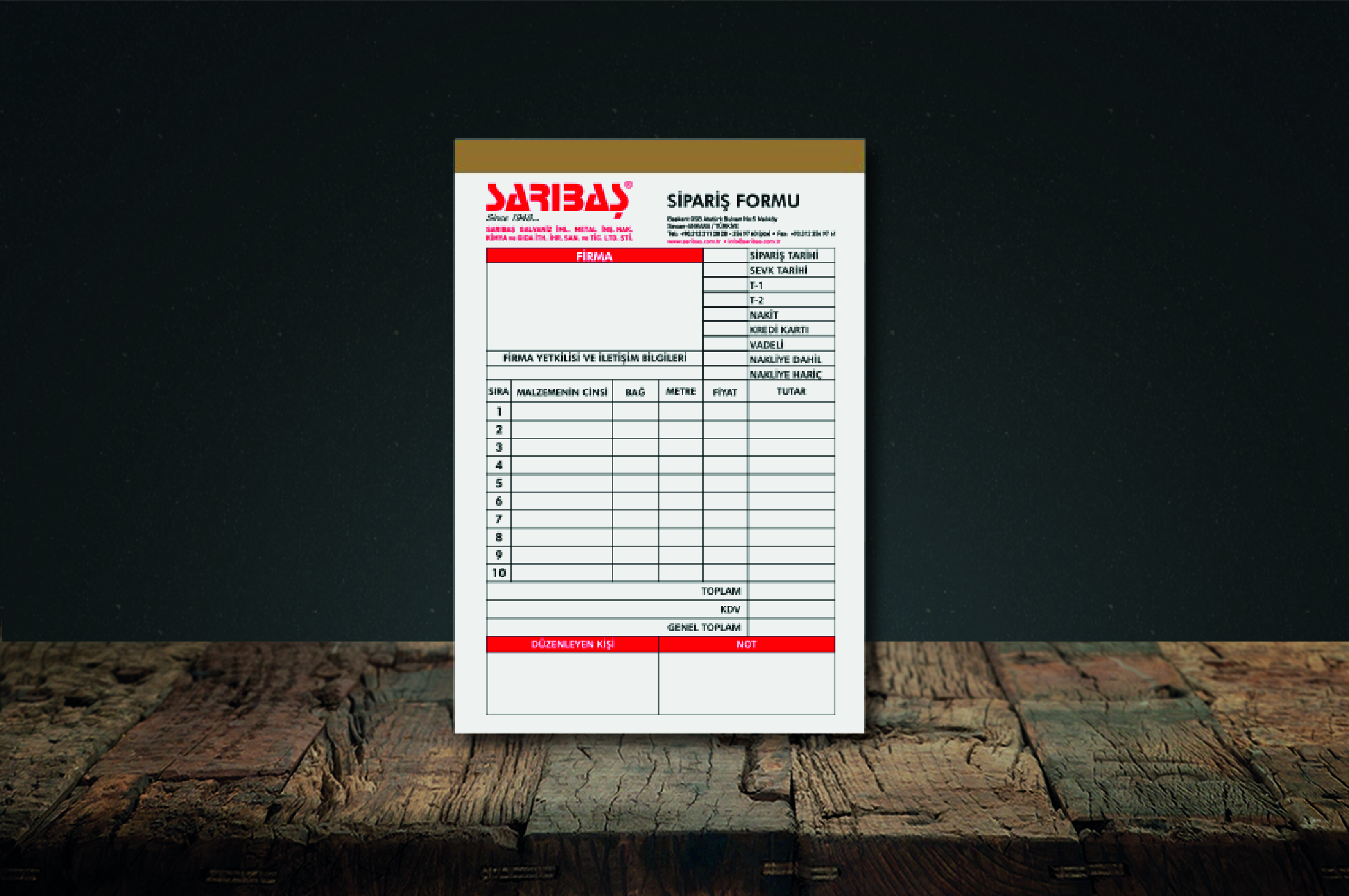 Sarıbaş Metal Sipariş Fişi Basımı
