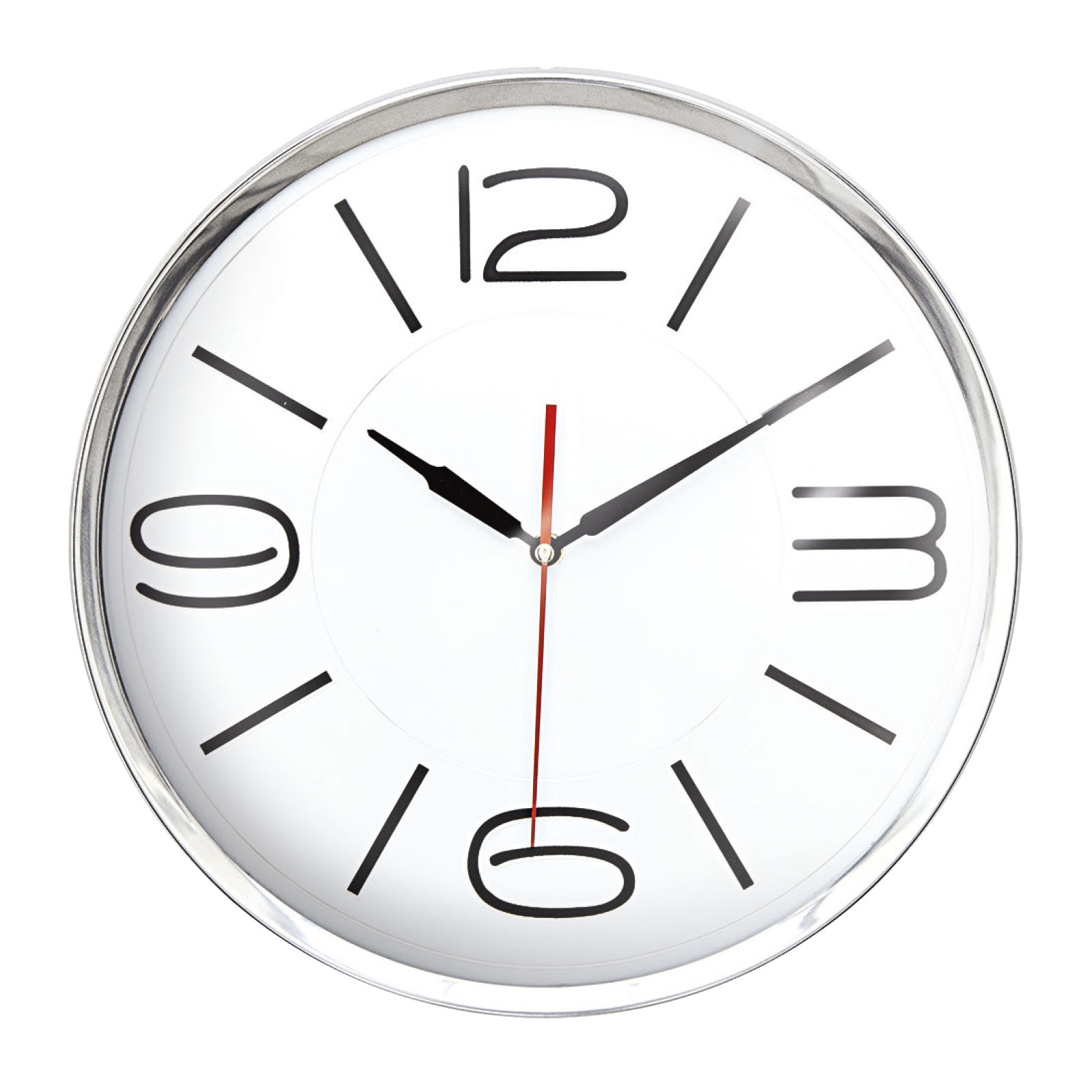 ATHENA305 BEYAZ-GÜMÜŞ METAL ÇERÇEVE DUVAR SAATİ (360 MM)