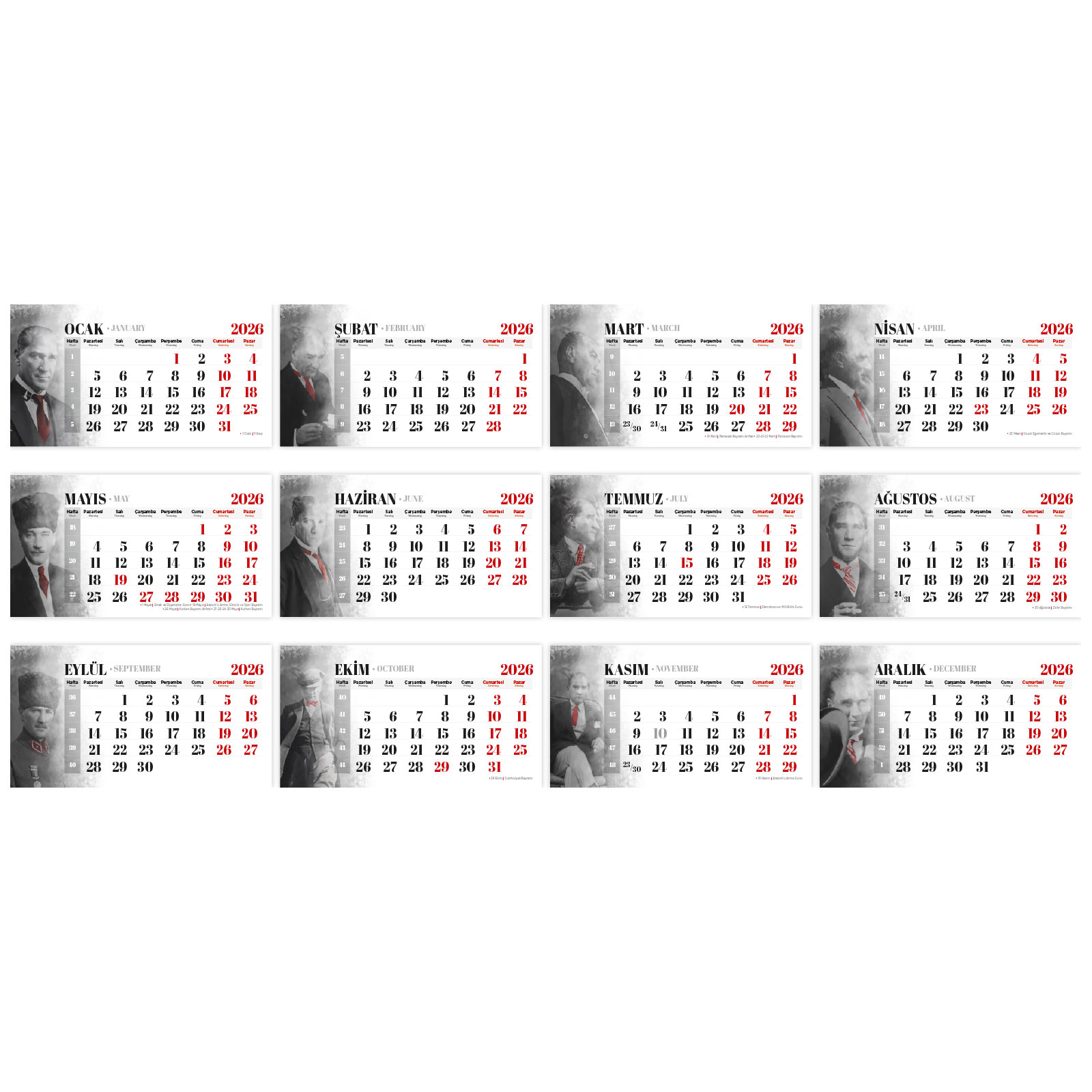 ALA-18 (ATATÜRK) ÜÇGEN MASA TAKVİMİ 