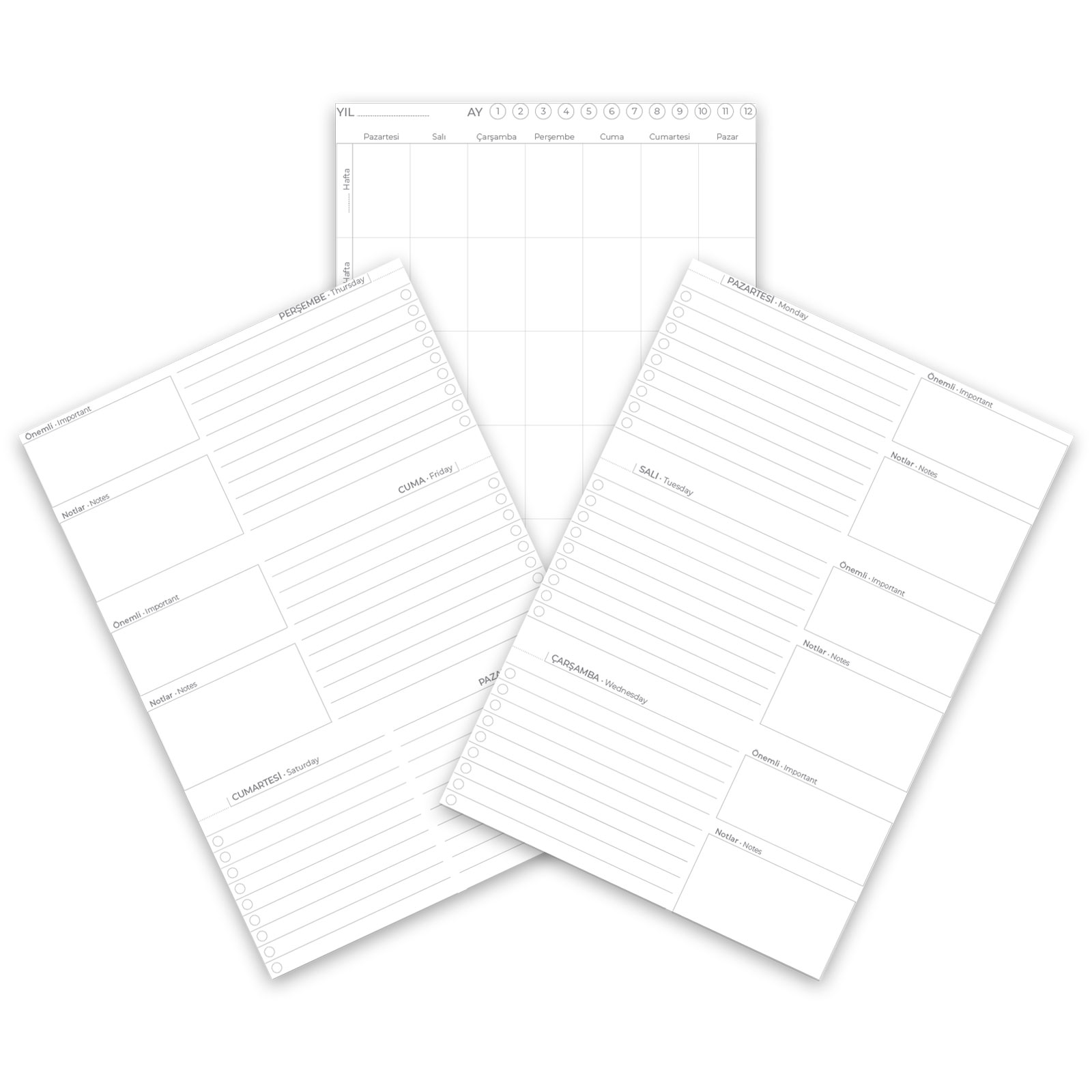 KOLEJ SİYAH SPİRALLİ HAFTALIK PLANLAYICI (20x28 CM)