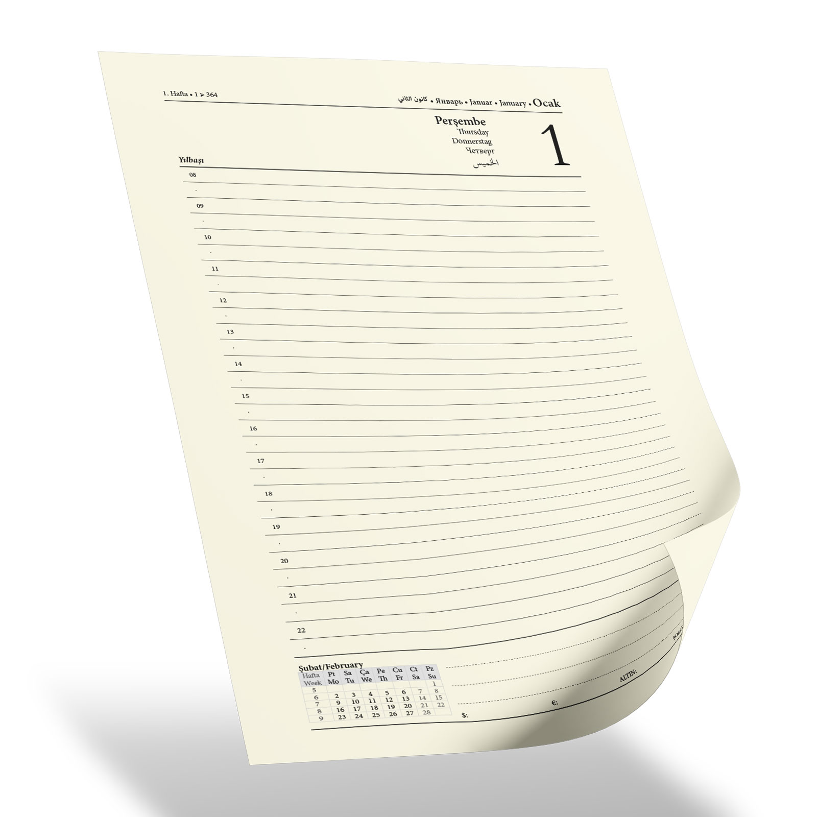 GİMAT SİYAH TARİHLİ SPİRALLİ GÜNLÜK AJANDA (20X28 CM)